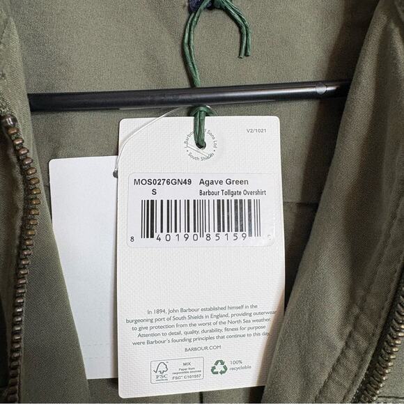 NWT Barbour Tollgate Overshirt Military Shirt Agave Green Size Small - Picture 6 of 8
